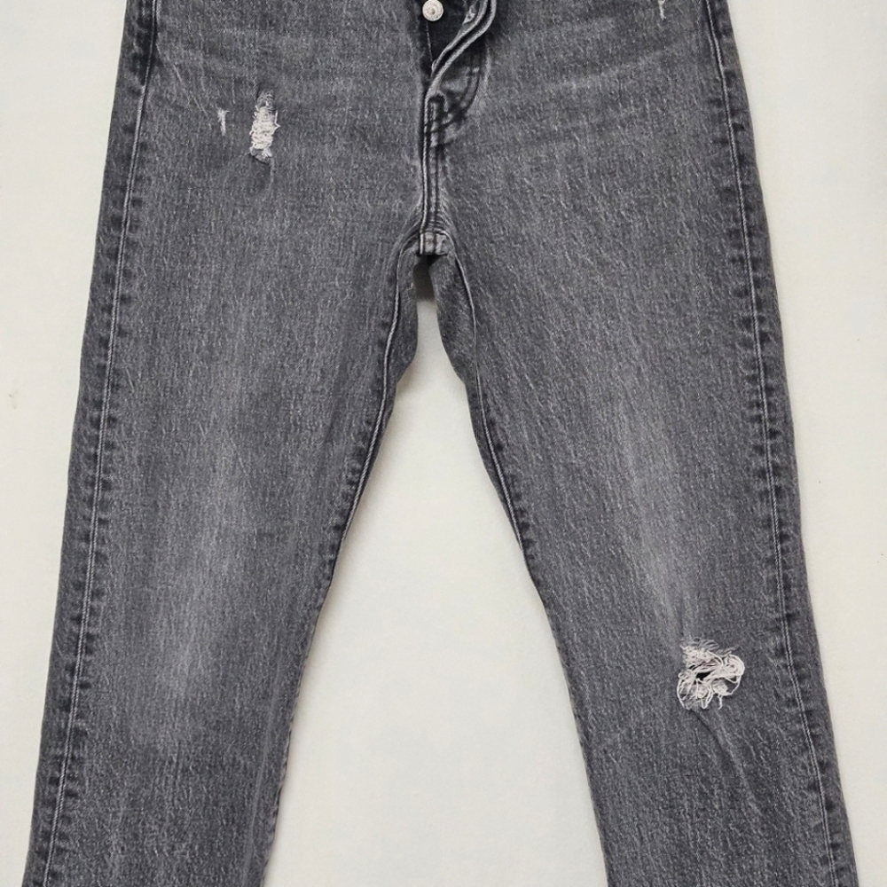 97 LEVI'S WEDGIE STRAIGHT DISTRESSED GRAY JEANS WOMEN'S SIZE 26 - Picture 7 of 13